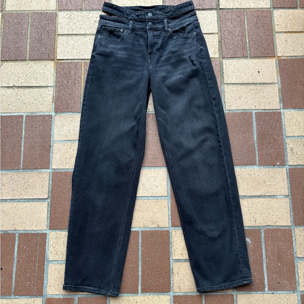 American Eagle Unique Split Super High-Rise Baggy… - image 2